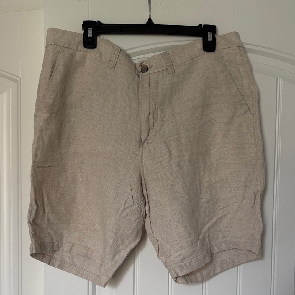 Old Navy Men's LINEN Beige Flat Front Shorts